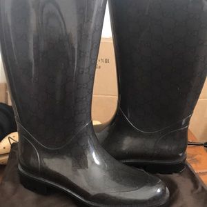 Gucci black rain boots